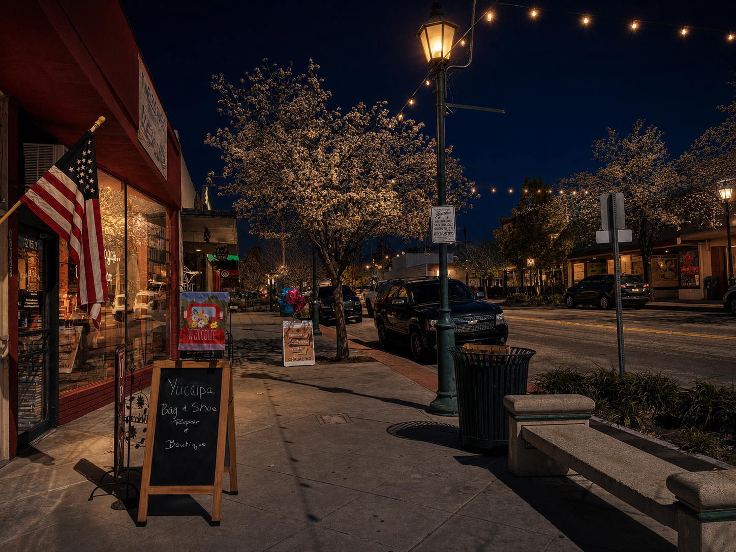 Historic Uptown Yucaipa California along California Street
