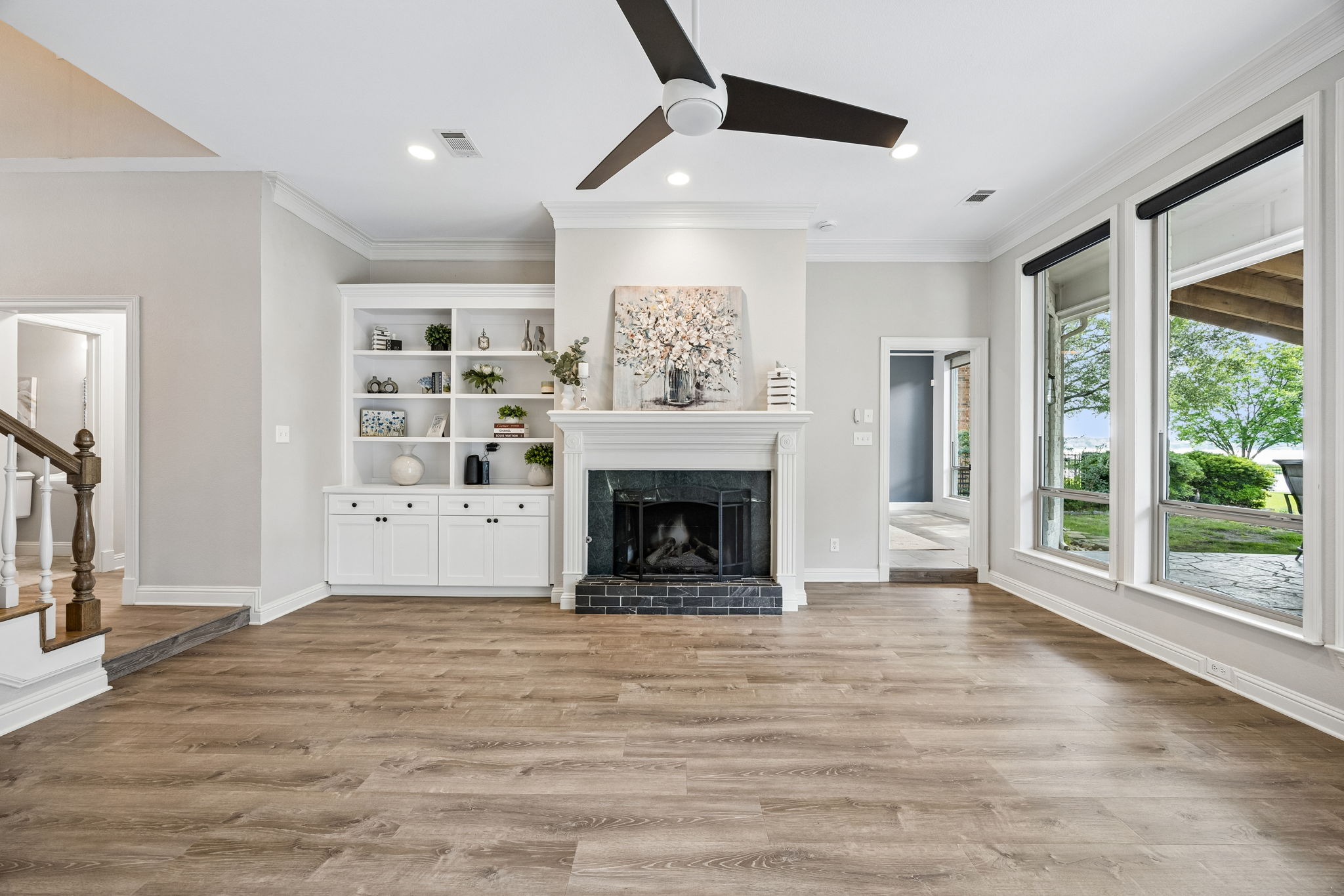 Accessory staged living room, Mallard Park lakefront home
