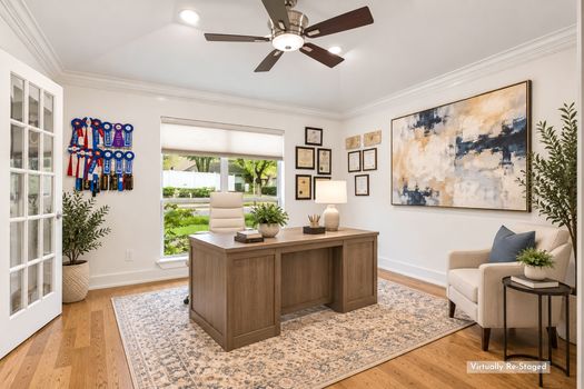 Home office with front window (virtually staged) | 9020 Glen Springs Dr, Dallas, TX 75243 | Lake Highlands