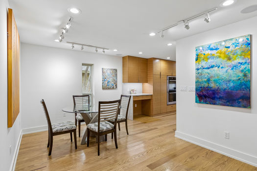 Breakfast area with track lighting | 9020 Glen Springs Dr, Dallas, TX 75243 | Lake Highlands