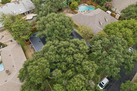 Aerial view of home and surrounding neighborhood | 9020 Glen Springs Dr, Dallas, TX 75243 | Lake Highlands