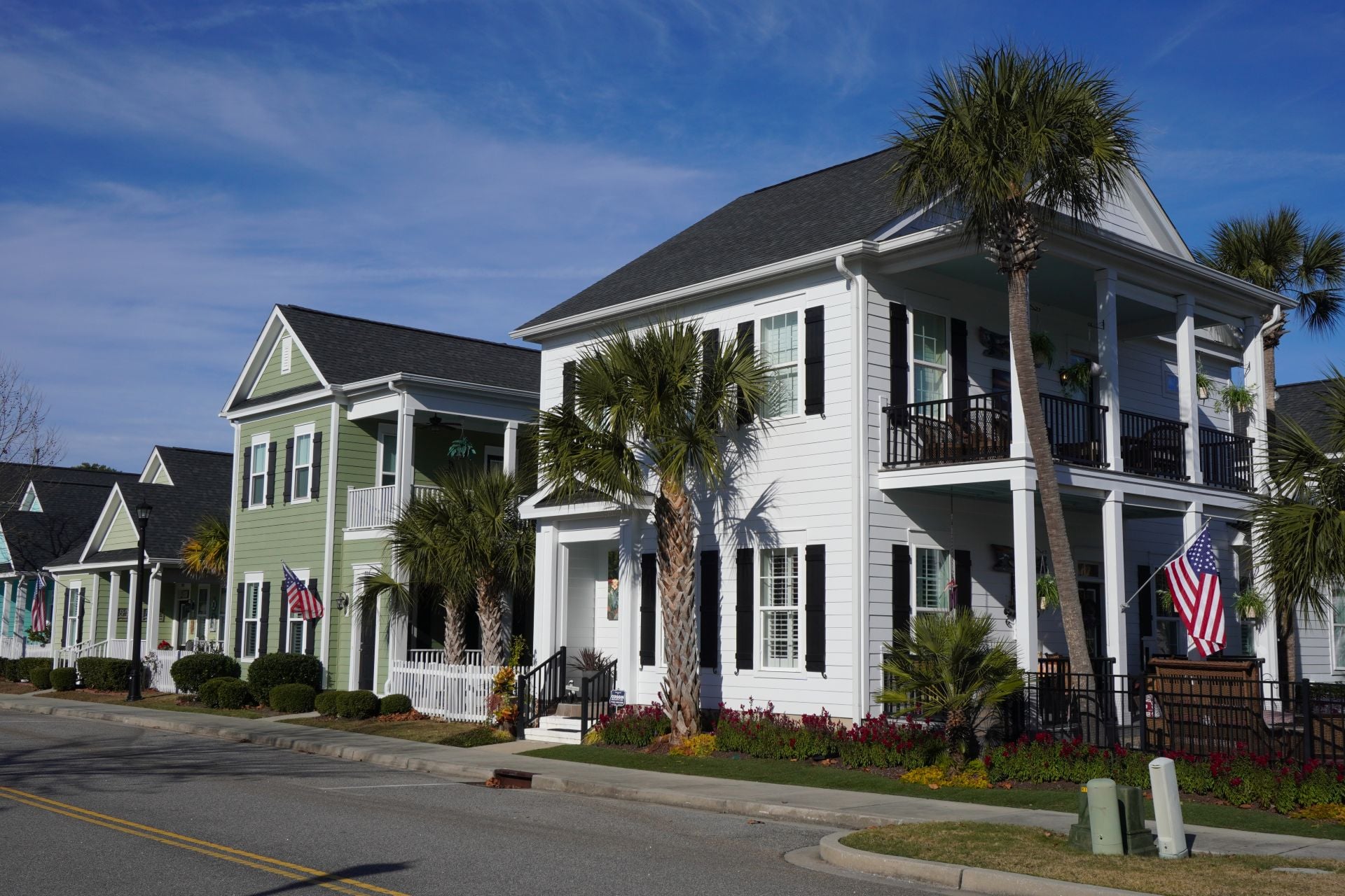 Streetview of houses in a suburban neighborhood in South Carolina