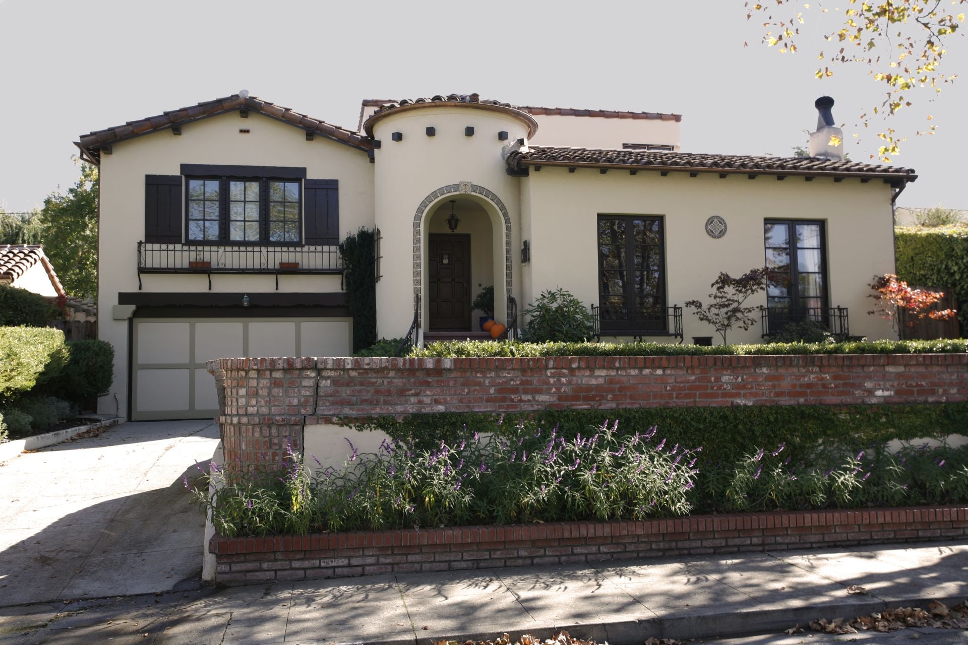 Exterior shot of a classic home located on the Peninsula of California south of San Francisco.