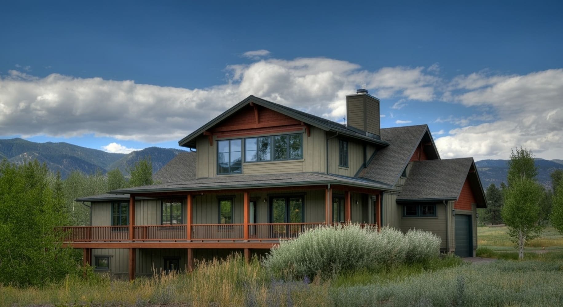Bozeman montana home. photo realistic