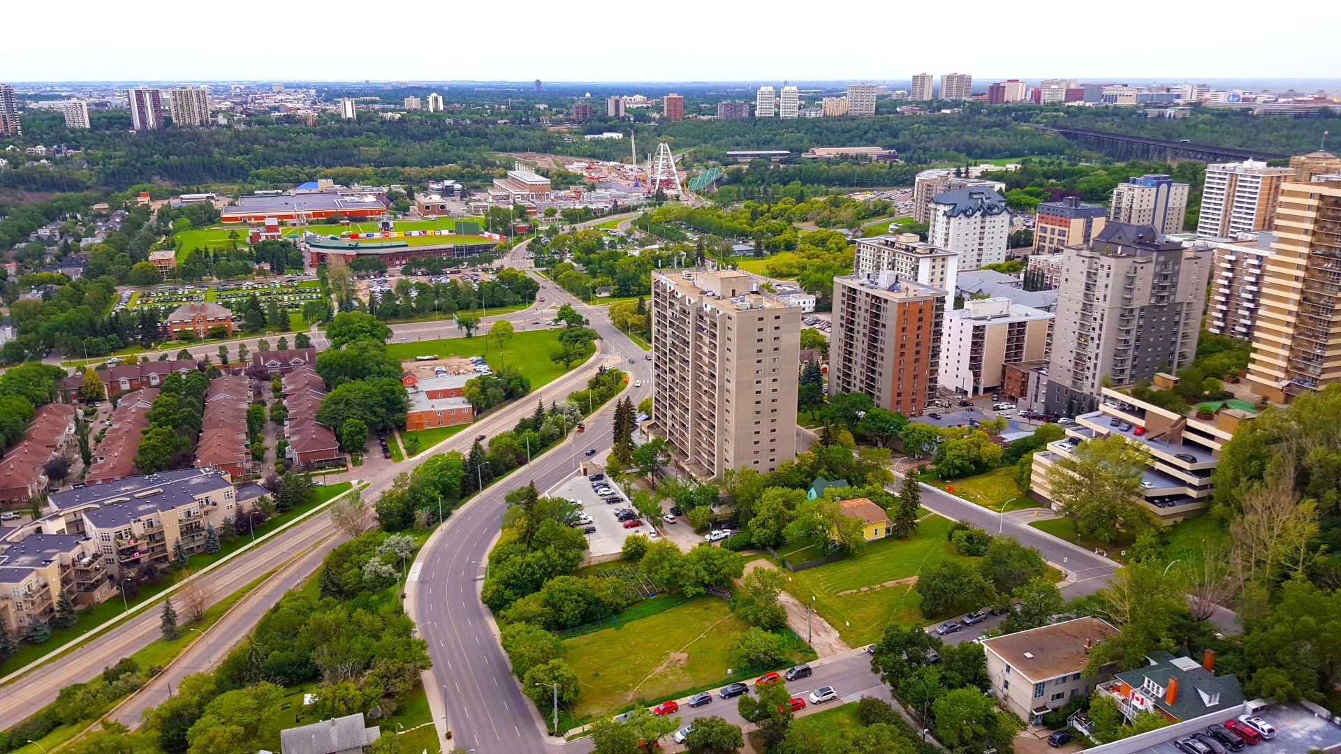 Aerial view of beautiful Edmonton downtown, Alberta, Canada