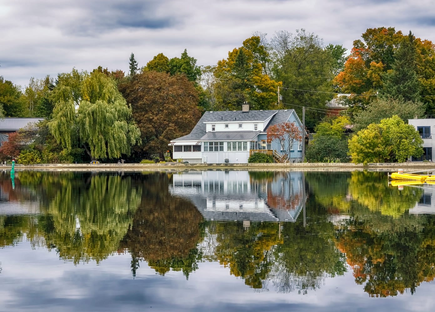 Reflections on the Rideau river near Merrickville, Ontario