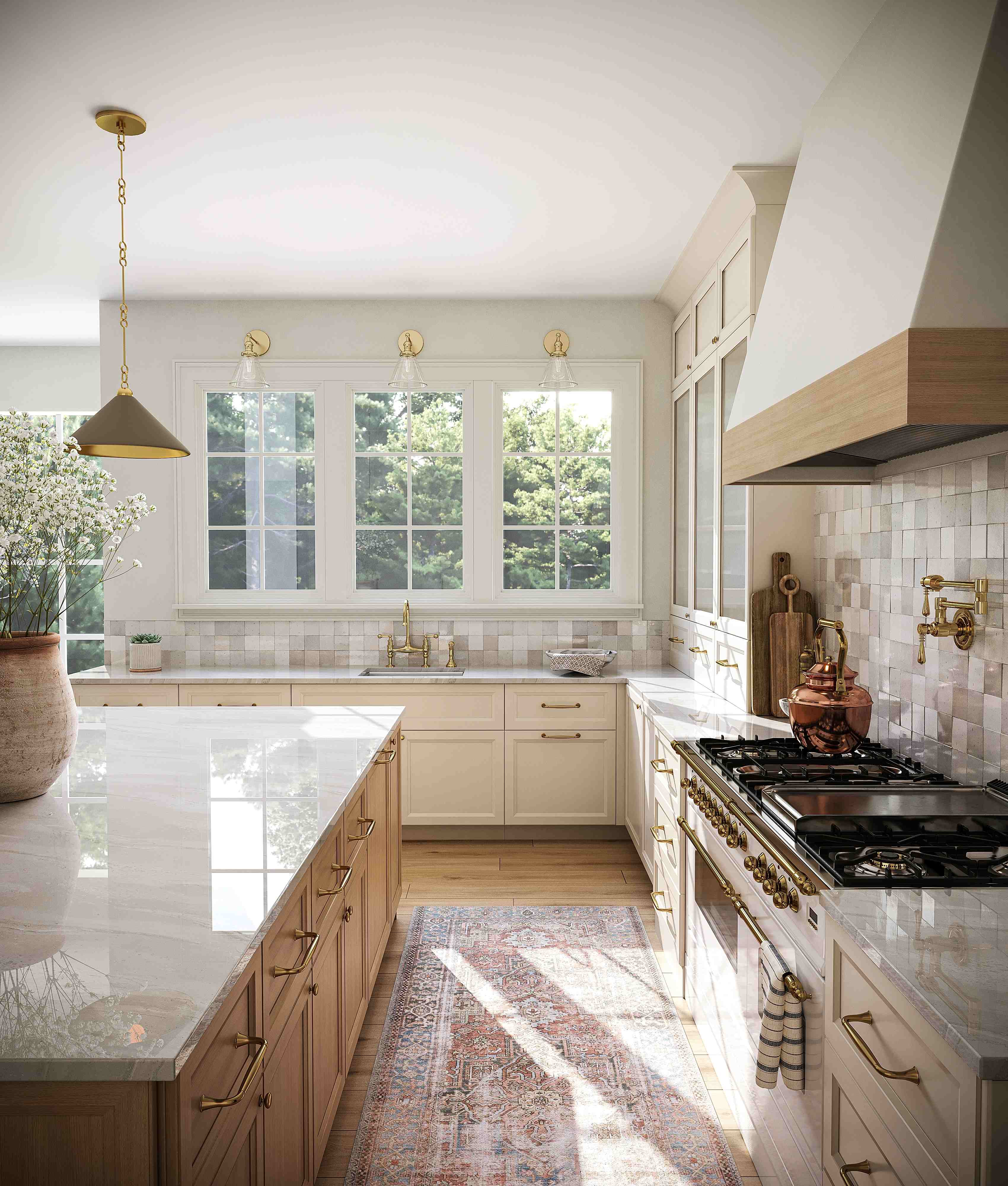 Rendering of a classic kitchen in the American style 5.3D illustration (1)