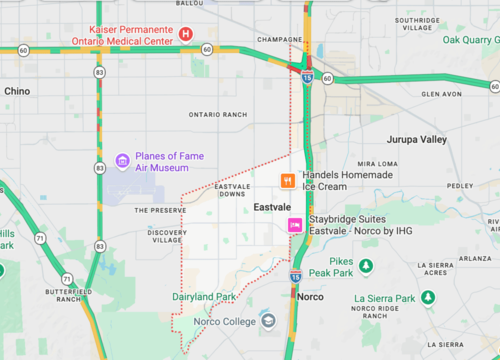 Map of Eastvale, CA