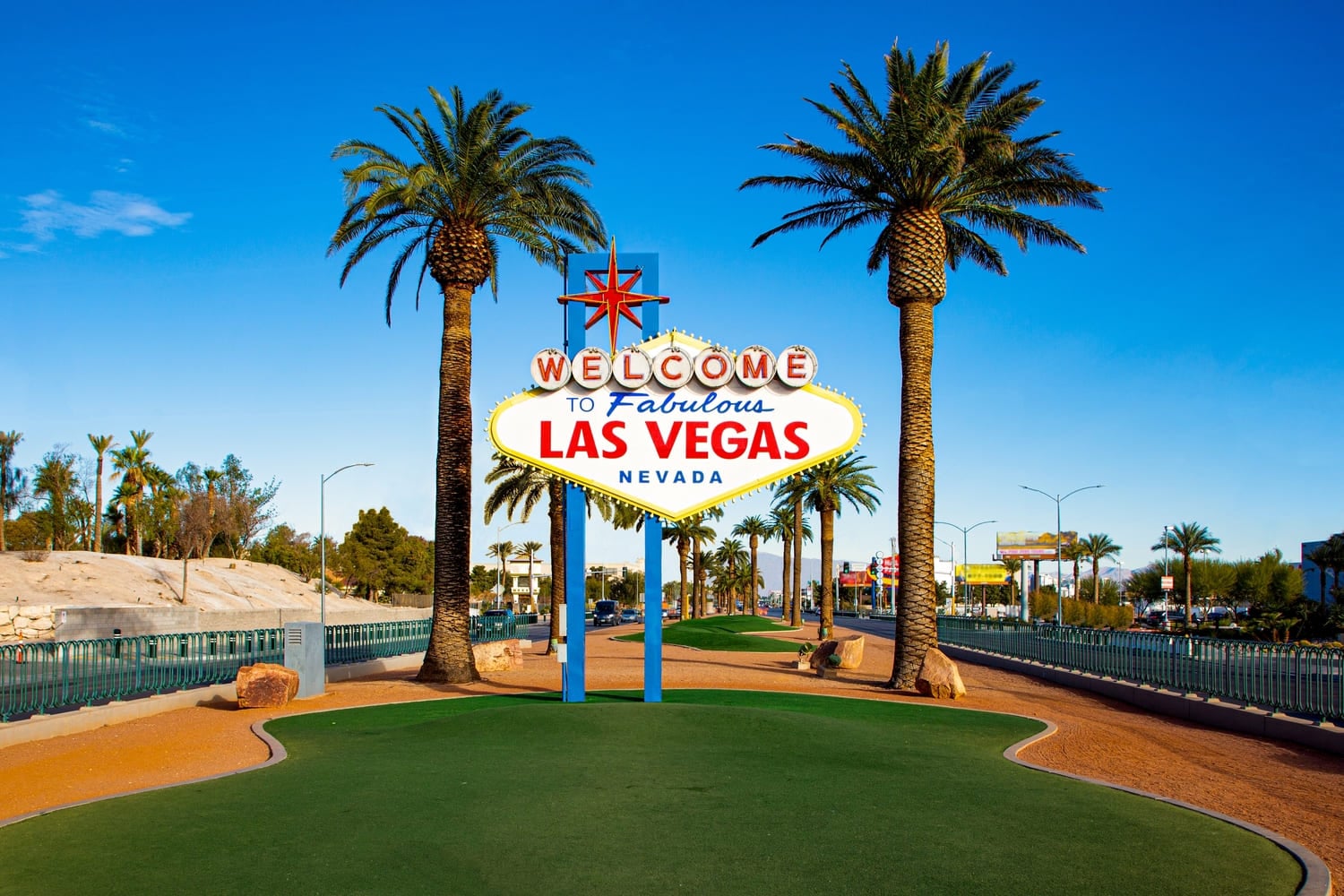 Welcome To Fabulous Las Vegas Nevada Sign. Clean, Wires, Hotels removed.