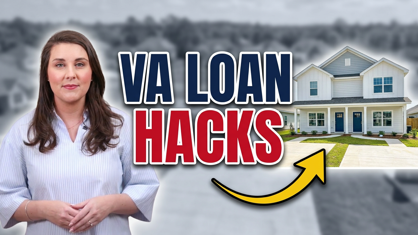 VA Loan Hacks: Kelli Salter beside a two-story home