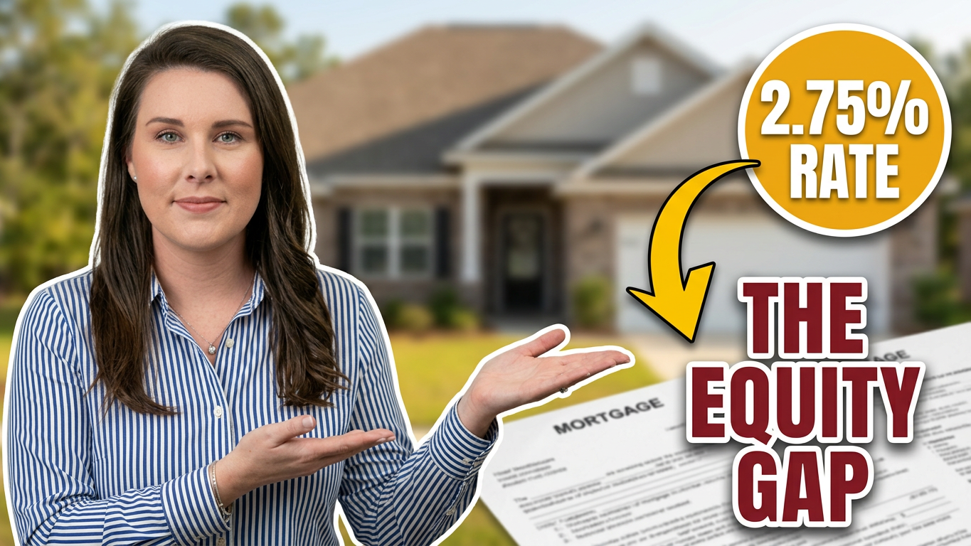 The Equity Gap: Kelli Salter in front of a home with a 2.75% rate badge