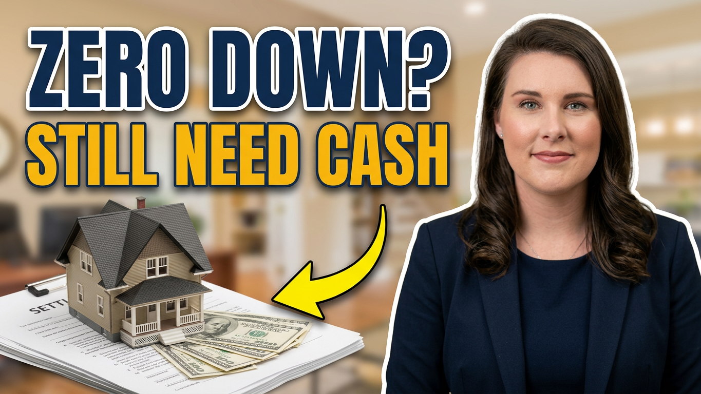 Zero Down? Still Need Cash: Kelli Salter beside a model home and closing papers