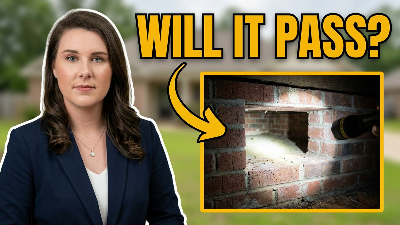 Will It Pass?: Kelli Salter beside a flashlight view of a crawlspace