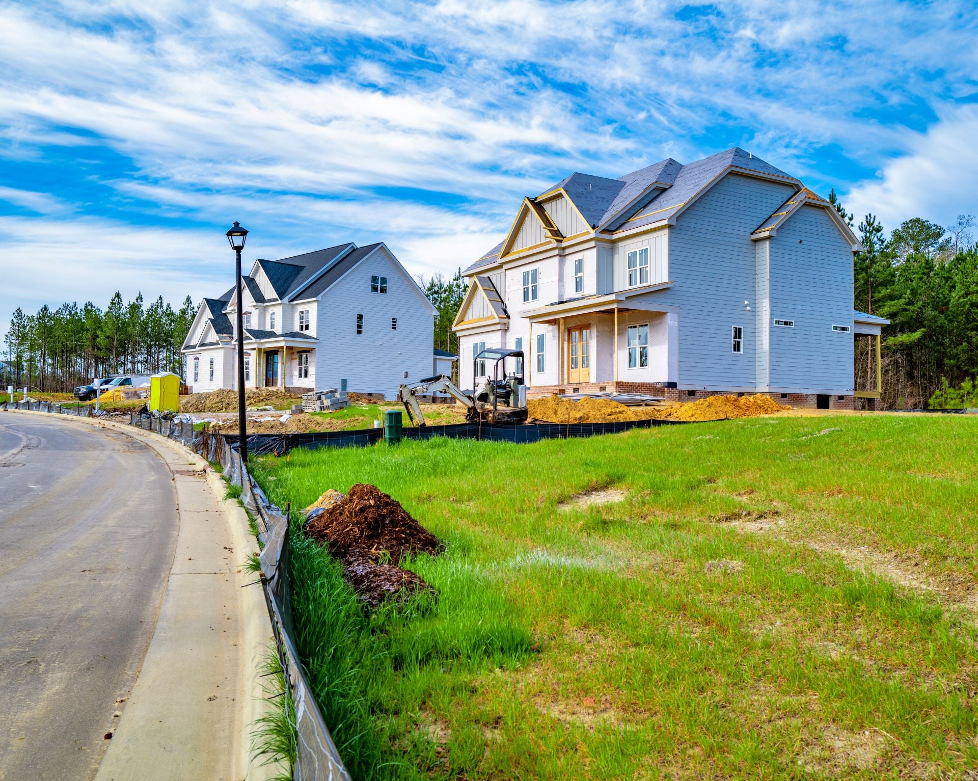 New house construction in the booming economic growth area of North Carolina.