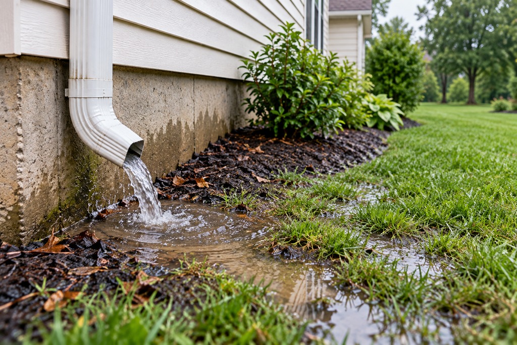 Downspout Drainage and Foundation Pooling