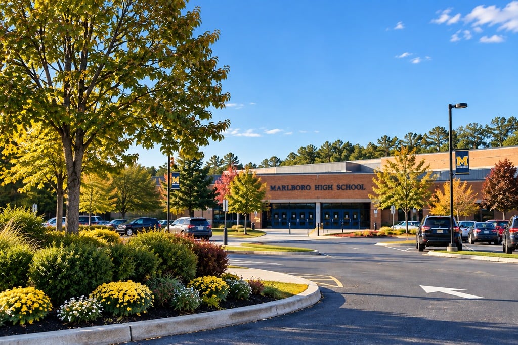 Marlboro High School Entrance in Fall