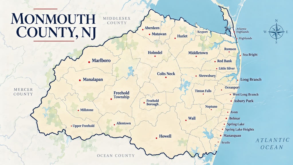 Monmouth County Map and Coastline