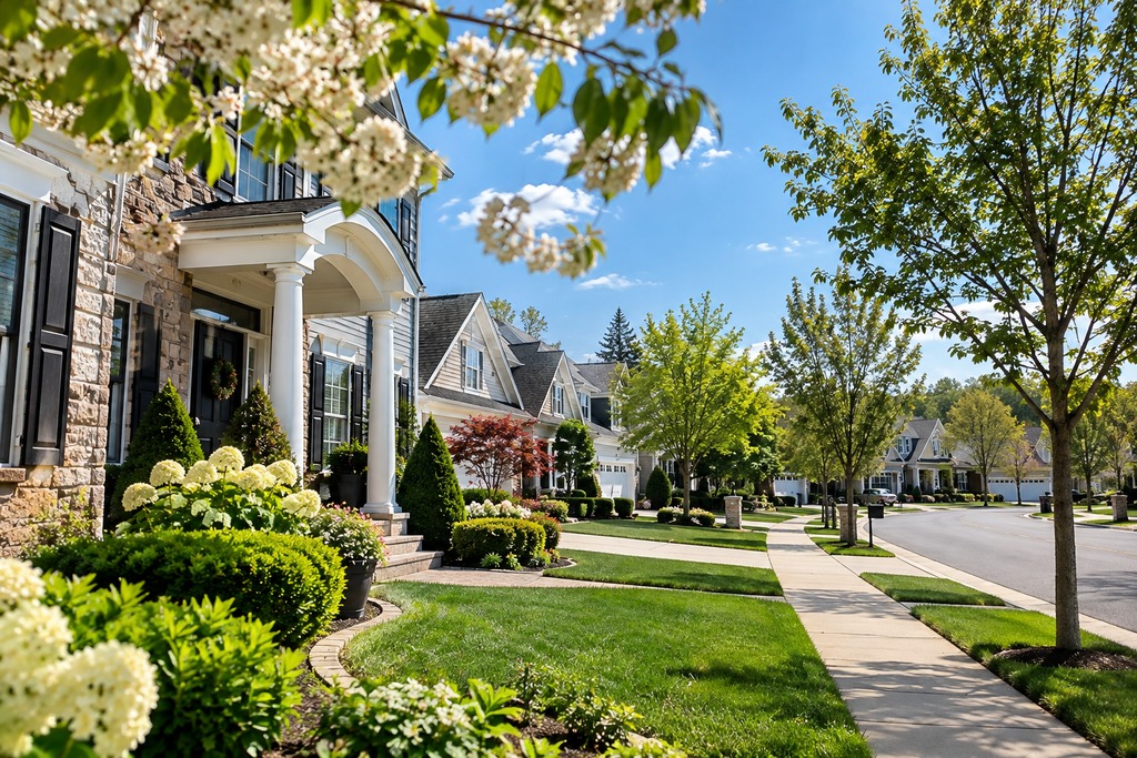 Picturesque Spring Suburban Street