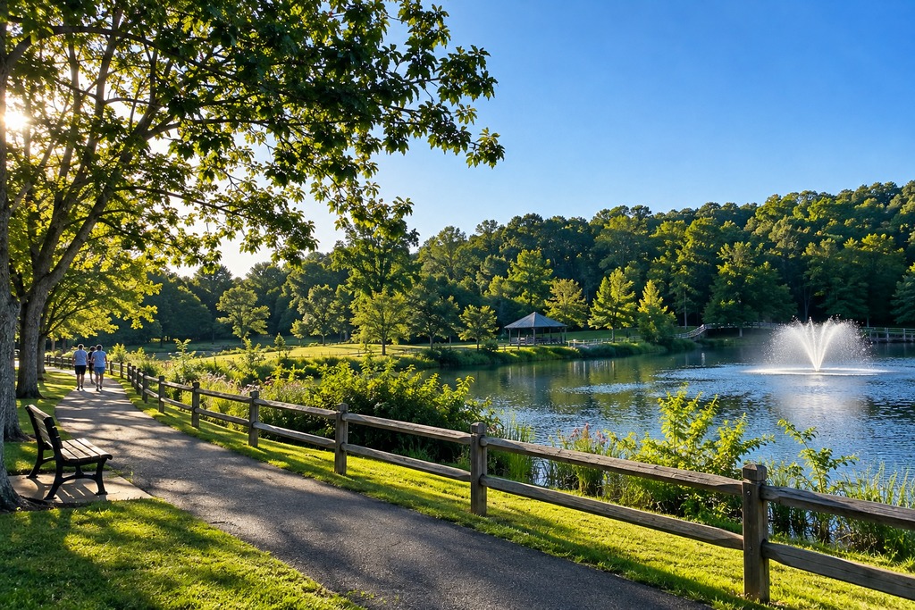 Sunny Lakeside Park Walk