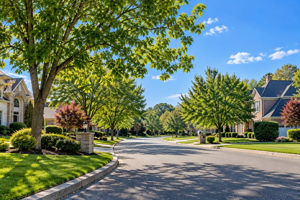 Sunny Leafy Suburban Street