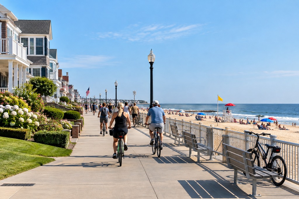 Sunny Seaside Boardwalk Bike Ride