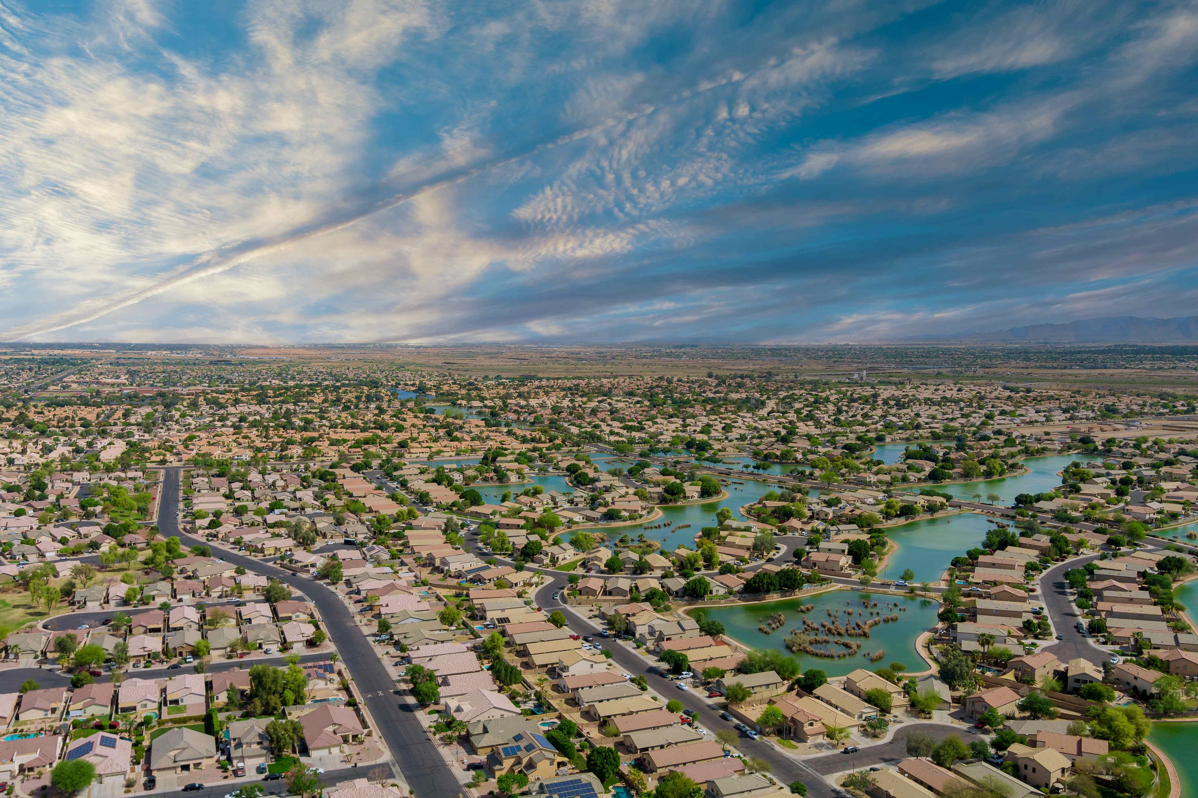 Landscape scenic aerial panorama view of