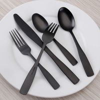40 PC MATTE BLACK SILVERWARE SET icon