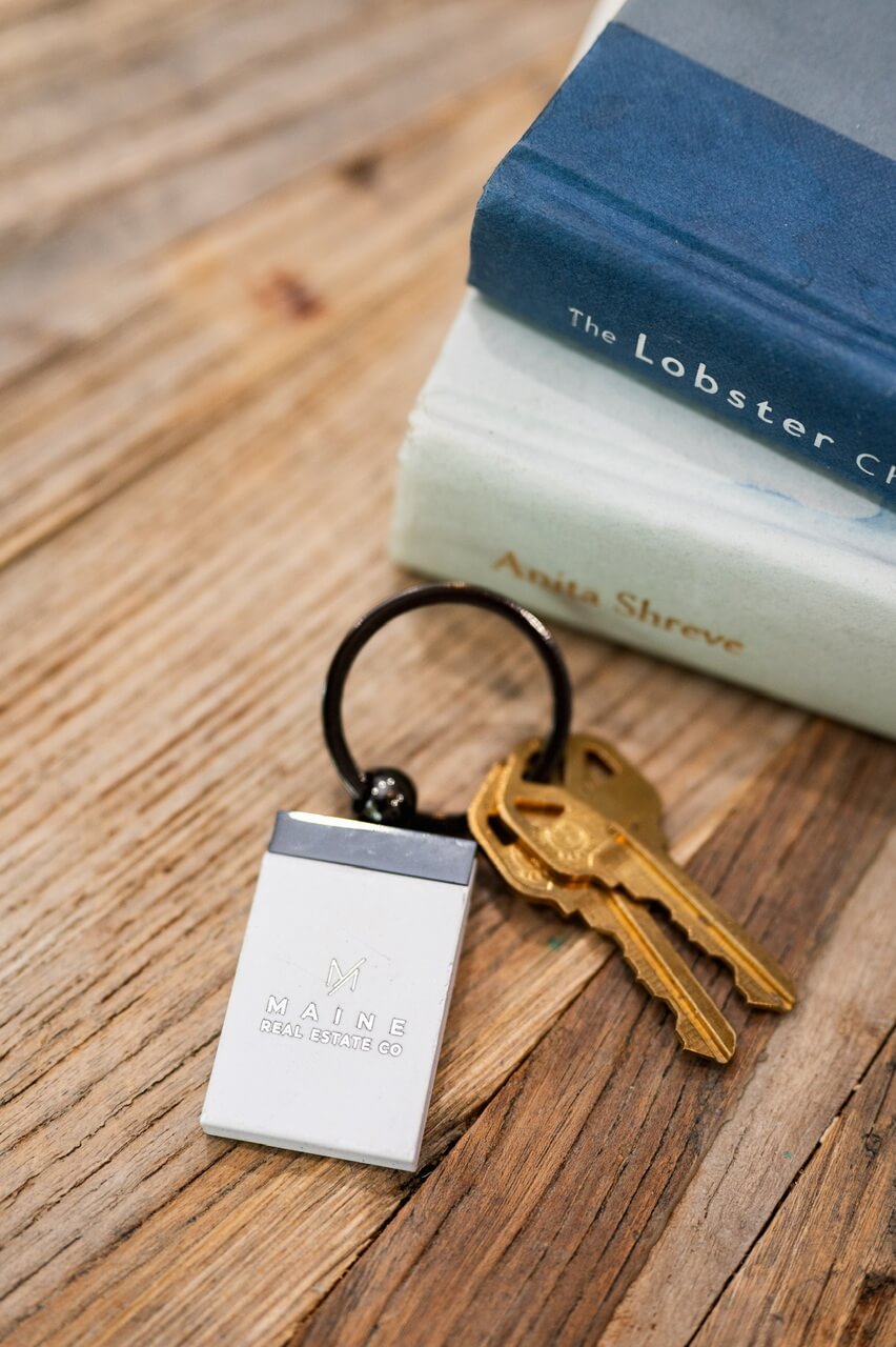 Branded Keychain on Rustic Surface