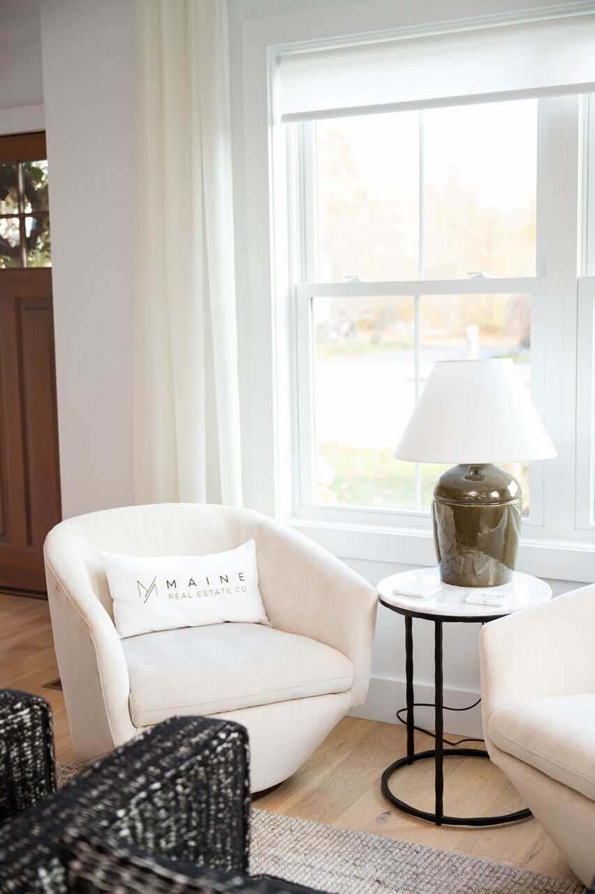 Modern Living Room with Maine Real Estate Co Branding