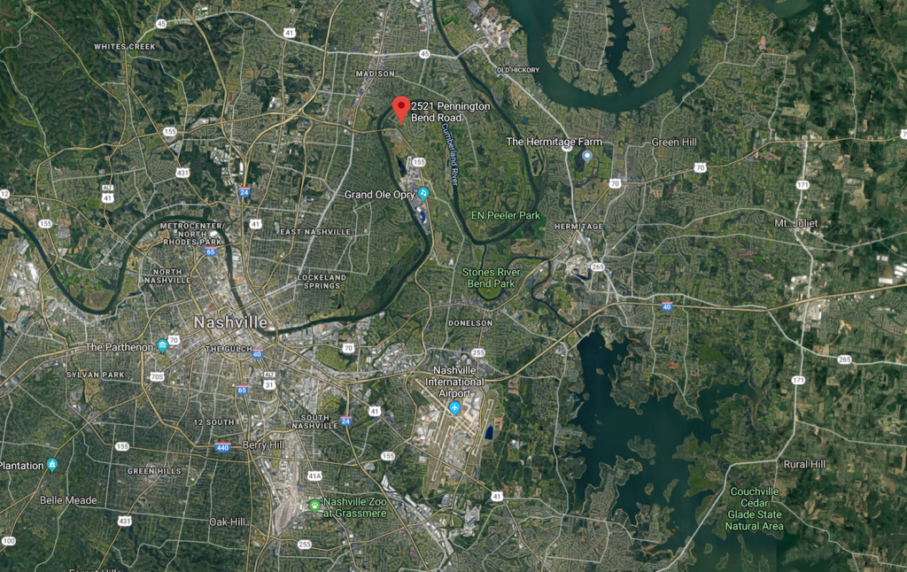 Map of Pennington Bend Donelson Opryland Nashville Tn