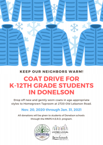 Coat Drive for K-12th Grade Students in Donelson