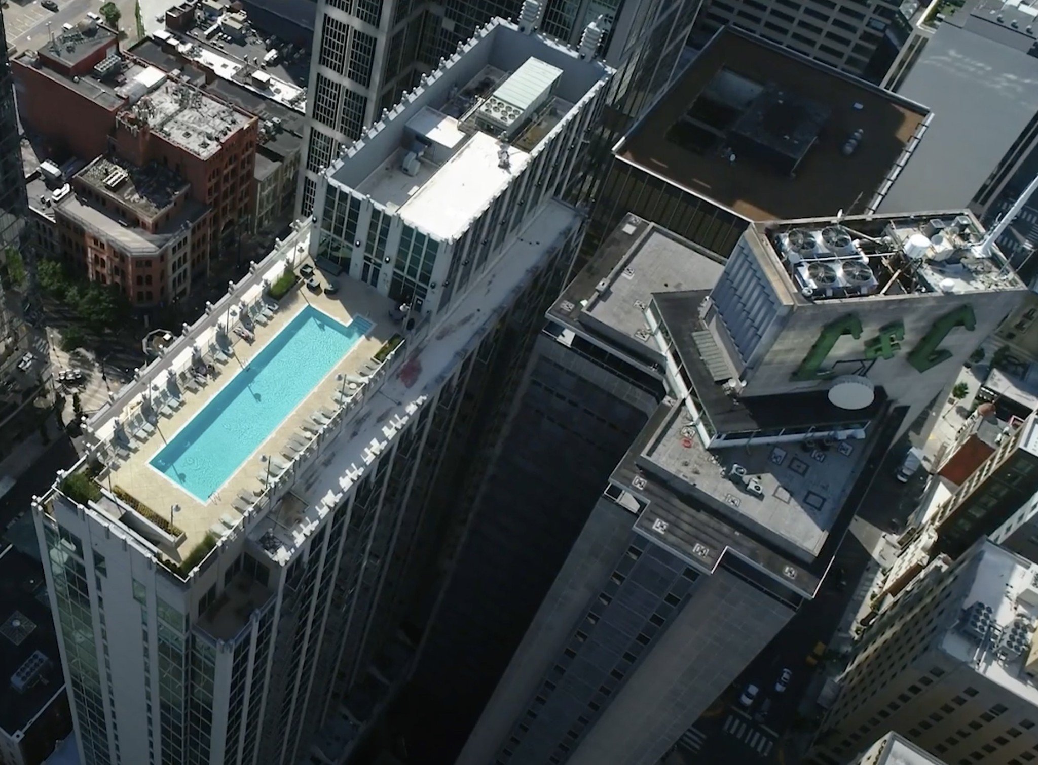 Aerial view of Viridian Condos in Downtown Nashville, TN