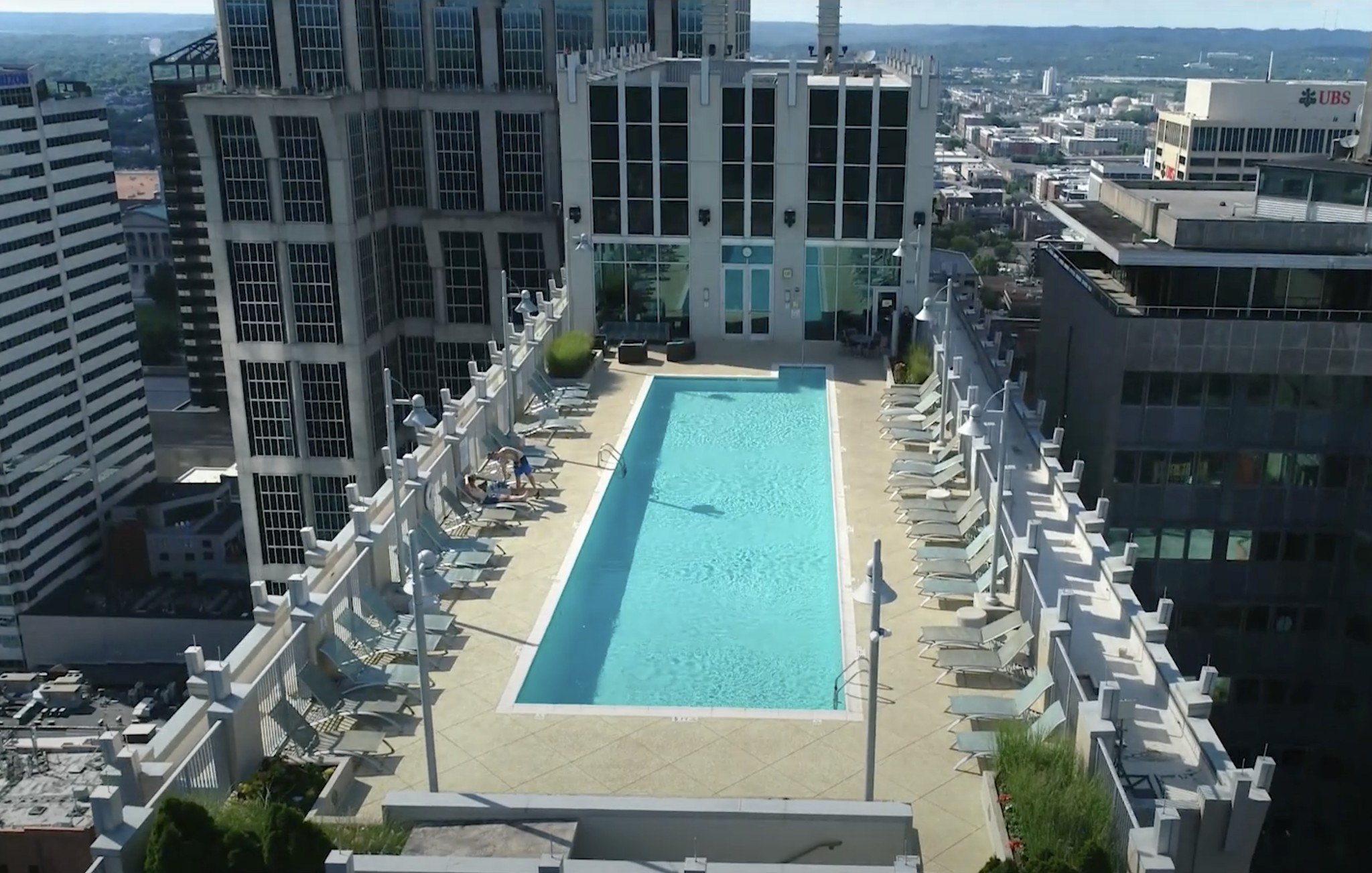 Aerial view of Viridian pool in downtown Nashville