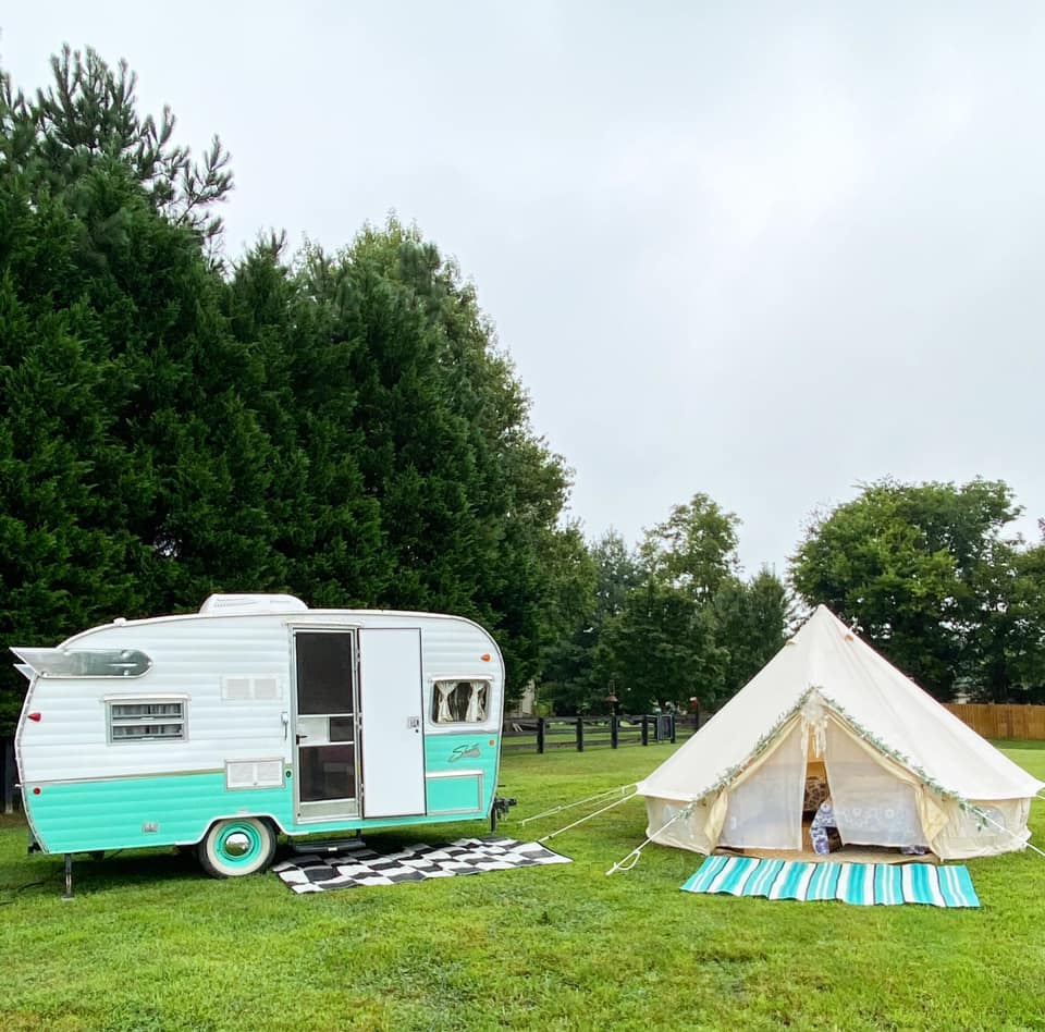 The Flying Ham travel trailer rentals and glamping bell tents in Nashville, TN
